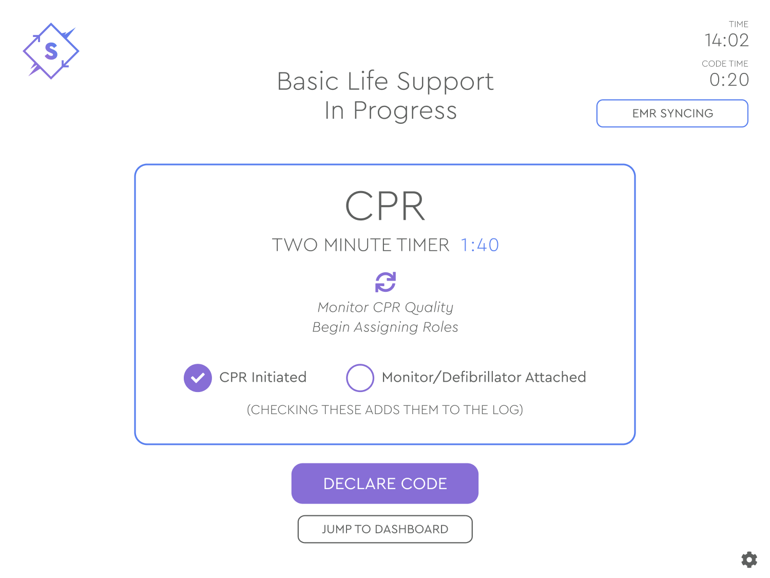 Project image for Synchronize, CPR Progress Screen on iPad Pro, CPR Initiated.