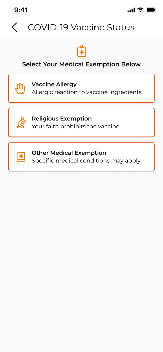 Project image for Visitu, Mobile Medical Exemption Screen.