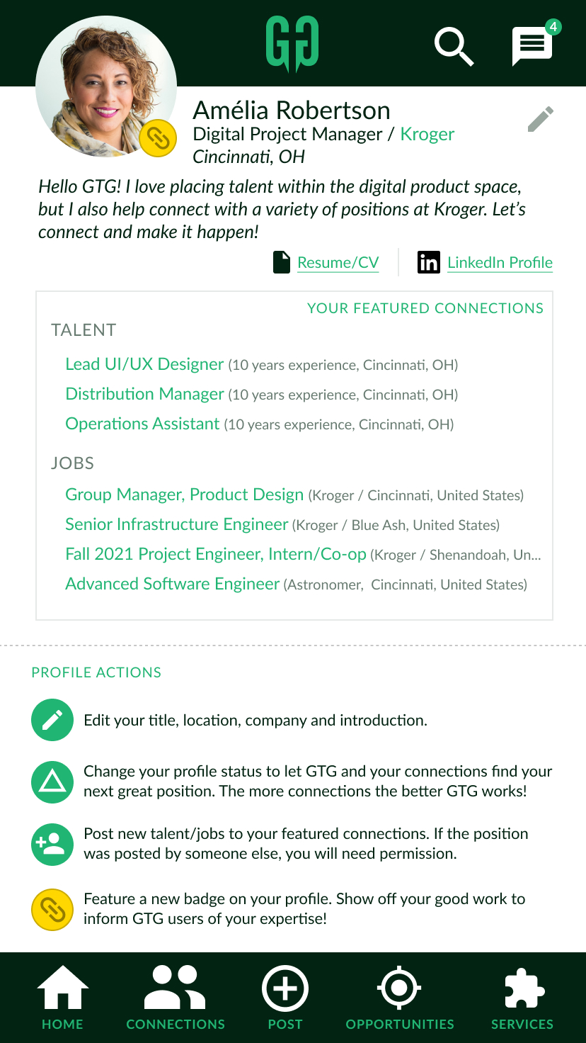 Project image for GivetoGet, Mobile Profile Screen.
