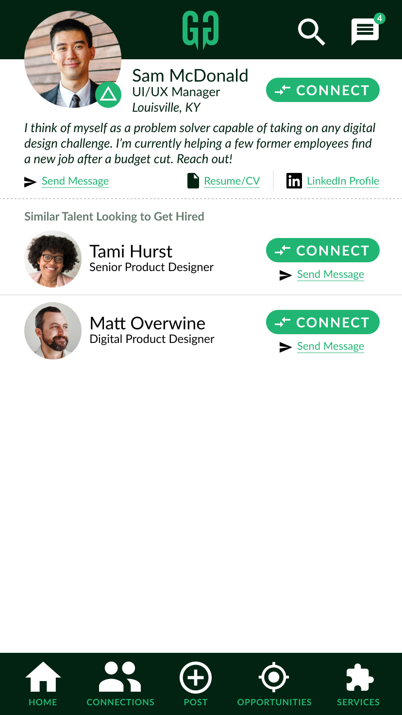 Project image for GivetoGet, Mobile Connect Screen.